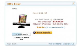Capteur kinect pour xbox360 à 99 euros port inclu