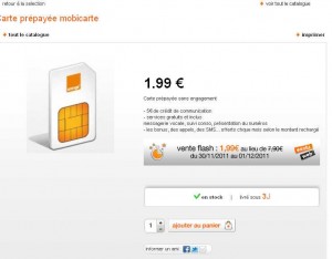 1 euro 99 la puce sim mobicarte avec 5 euros de credit de  communication