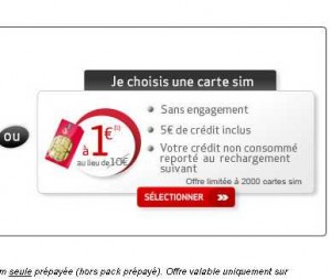 Virgin Mobile : puce sim prepayée à 1 euro sans engagement incluant 5€ de communication