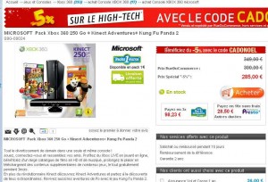 Xbox360 – 250go – kinect pour 285 euros port inclu