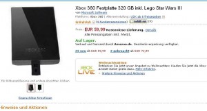 Disque dur 320Go pour XBOX360 avec jeu Lego Star War III à moins de 70 euros port inclu