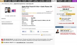 Ipod touch 8Go et une carte Itunes 25 euros pour moins de 200 euros port inclu