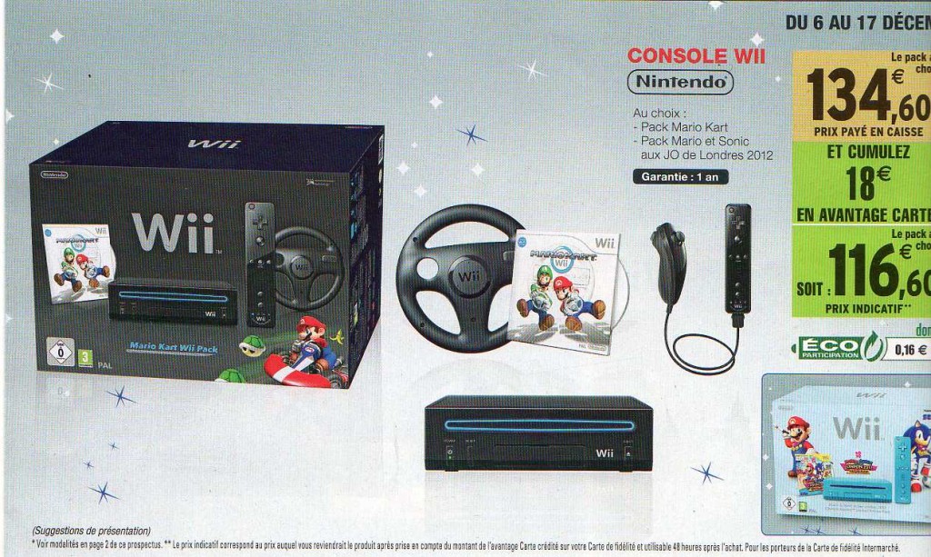 pack wii mario kart à 116 euros 60