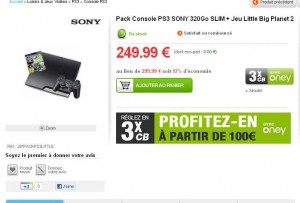 Moins de 255 euros le pack PS3 320 Go avec un jeu