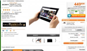 Tablette android Sony qui revient à 344 euros port inclu
