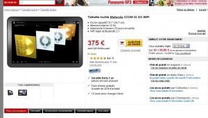 Tablette Motorola Xoom 32 Go wifi qui revient à 275 euros