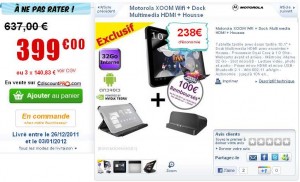 Tablette xoom 32Go + housse + dock multimedia à moins de 300 euros