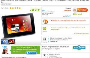 Tablette acer iconia tab a100 à 249 euros livraison incluse