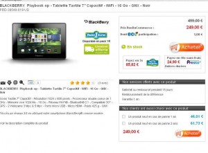 moins de 250 euros livraison incluse la tablette blackberry playbook