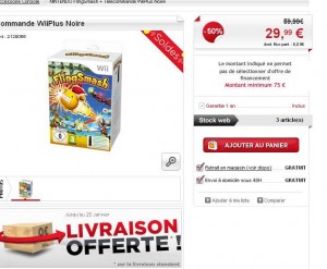 manette wiiplus pour console wii  + jeu flingsmash à moins de 30 euros inclu