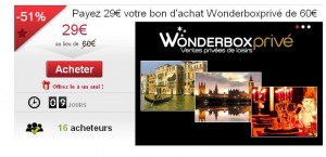 31 euros de reductions sur Wonderboxprive