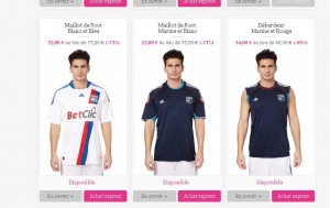 Maillot de foot OM , Olympique Lyonnais à 22 euros ..