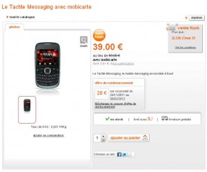 mobile tactile messenging à clavier qui revient à 19 euros en formule sans engagement