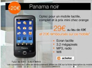 mobile tactile panama wifi qui revient à 9 euros en formule prepayée sans engagement jusqu’au 12/01 à 23h59