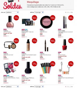 Maquillage en solde sur le site Sephora