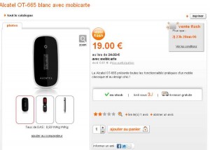 mobile alcatel ot 665 en vente flash à 19 euros en formule mobicarte sans engagement