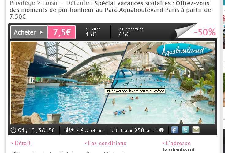 Billets Aquaboulevard à moitié prix