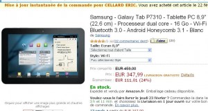 Galaxy tab 8.9 16Go wifi qui revient à moins de 250 euros