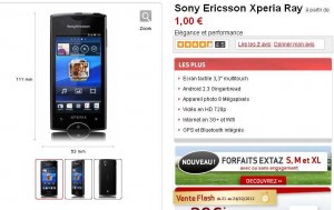 Smartphone Xperia Ray qui revient à 149 euros en formule à carte prépayée .. non simlocké à priori