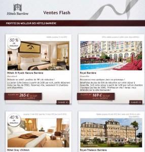 Vente flash pour des séjours  dans les hotels de luxe Barriere