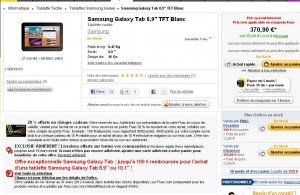 Tablette Galaxy Tab 8.9 qui revient à moins de 200 euros pour les adhérents fnac / 253 euros la galaxy tab 10