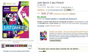 Jeu Just Dance 3 pour xbox360 à moins de 28 euros port inclu