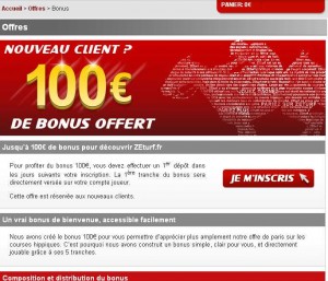 Pour les turfistes : 15 euros = 75 euros à parier chez zeturf