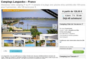 Locations campings dans le languedoc à moins de 150€ (voire meme 129€) jusqu’à fin juin