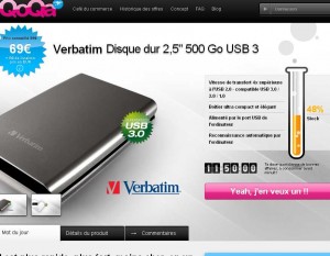 Disque dur externe 500go USB3 2.5 pouces à 74 euros port inclu