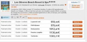 1140 euros en pension complête une semaine dans un hotel 4* fram en Espagne pour 2 adultes et 2 enfants