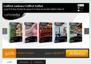 20 euros de remise pour l’achat de coffrets cadeaux infini