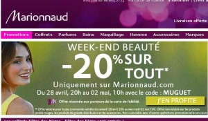 parfumerie Marionnaud en ligne : 20 pourcent de remise jusqu’au 2 mai