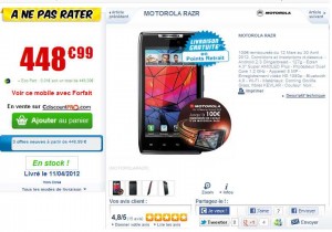 Motorola Razr qui revient à moins de 350 euros