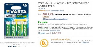 18 euros port inclu les 8 piles rechargeables varta AA 2700mAh .. toujours dispo