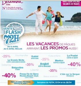 Vente flash club vacances Belambra jusqu’au 9 avril 2012…