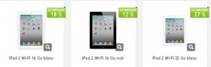 Ipad2 16Go wifi à 359.15 euros port inclu avec en prime 17.50 euros de bons d’achats pour de futures commandes (uniquement le 29/05 pour les 17.5 euros de bons d’achats en prime)
