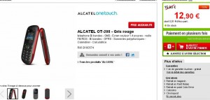 mobile alcatel ot208 à 16.9 euros en retrait magasin auchan avec en prime un bon de reduction de 5/50