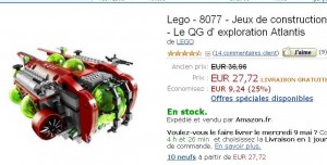 Jouet Lego Atlantis 8077 à 27.72 euros port inclu en vente flash