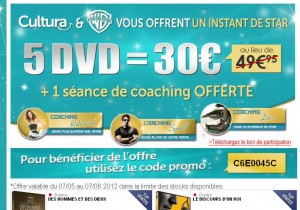 30 euros pour 5 dvd warner + 1 seance de coaching