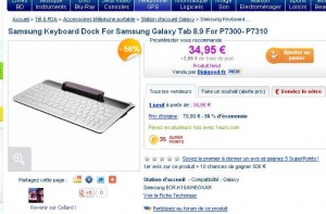 Dock Clavier officiel Samsung pour galaxy tab 8.9 à moins de 38 euros port inclu