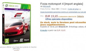 Moins de 20 euros port inclu le jeu Forza 4 pour XBOX360