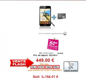 Samsung Galaxy Note + carte mémoire 16go qui revient à moins de 400 euros sans simlockage