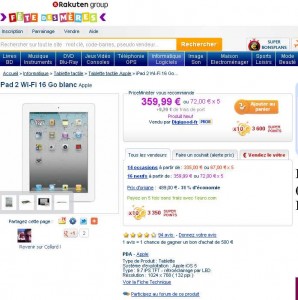 Ipad2 16go wifi à 369.19 port inclu avec en plus 36 euros de bons d’achats valable pour une prochaine commande .. TERMINE