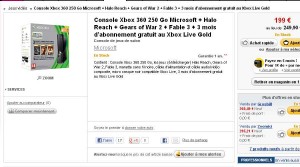 Pack Console  XBOX360 250Go + 3 jeux à 199 euros