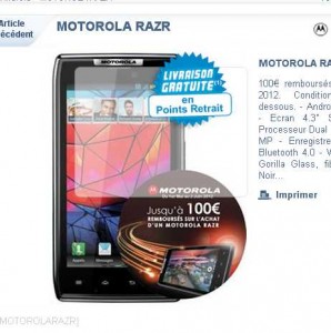 Smartphone Motorola Razr qui revient à moins de 320 euros