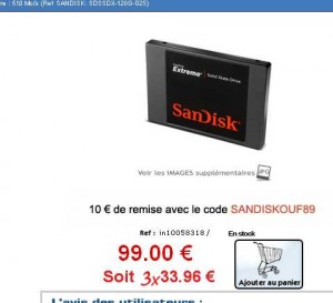 89 euros livraison incluse le disque dur SSD de 120Go Serial Ata III