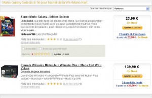 140.90 euros la console WII MARIO KART + le jeu Mario Galaxy Select