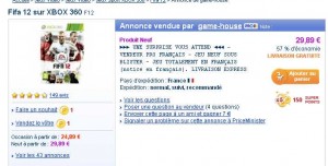 Jeu FIFA 12 pour xbox360 et PS3 à moins de 30 euros