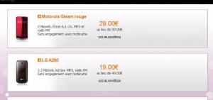 2 mobiles en vente flash chez orange : motorola gleam à 29 euros et lg a250 à 19 euros … terminée