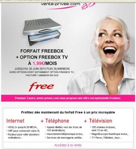 Abonnement triple play Freebox à 1.99 euros/mois durant 12 mois